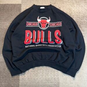 Vintage Chicago Bulls Logo 7 Tultex Sweatshirt Mens XL Black NBA 90s Made in USA